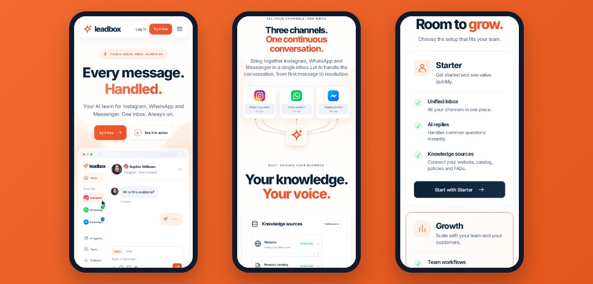 Leadbox — mobile views